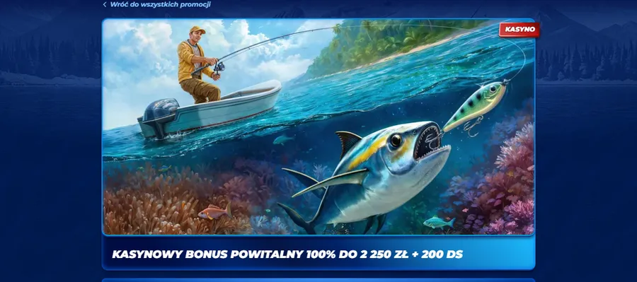 Strona bonusu powitalnego casino bassbet 100% do 2 250 zł + 200 DS